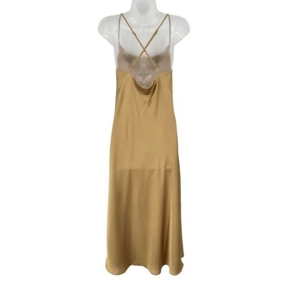 Show Me Your Mumu Verona Cowl Dress True Gold Luxe Satin M - Picture 5 of 6